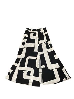 susan graver letterpress / geometric maxi skirt stretchy size SP long front slit